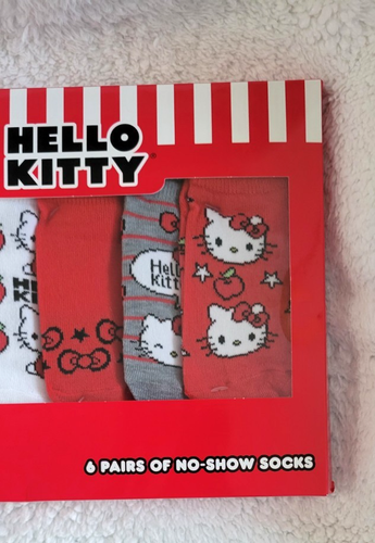 Sanrio Hello Kitty Girls No Show Socks Size Small 6 Pair Shoe Size 6-10-1/2 NEW - Picture 3 of 11