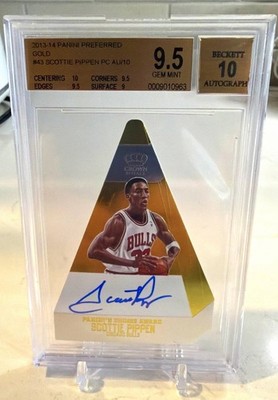 2013-14 Panini Preferred Gold #43 Scottie Pippen PC AU 6/10 BGS 9.5 GEM MINT