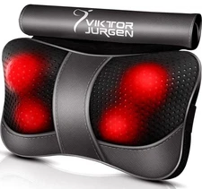 VIKTOR JURGEN Back Massager Pillow Kneading Shiatsu Heat for Neck Shoulder Fo...