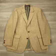 Austin Reed Vtg Tweed Blazer Men's 44L* Two Button Single Vented Leather Buttons