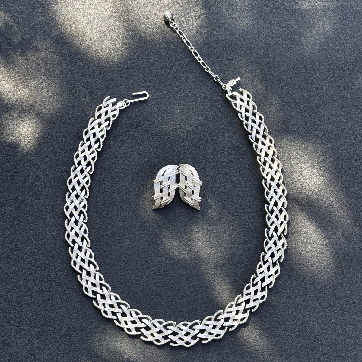 Chaîne Serpent Vintage Trifari - Collier Ancien Avec Cabochon Rose