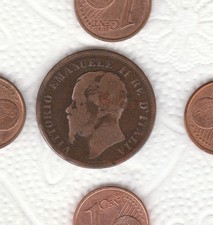  N 1  ITALIA MOLTO  RARA MONETA  5  CENTESIMI  1861 N  TESTA PIU' GROSSA E TOZZA