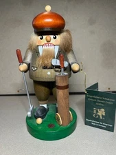 Wood Erzgebirgische brand 8" Nutcracker Golfer Decor Christmas Decoration