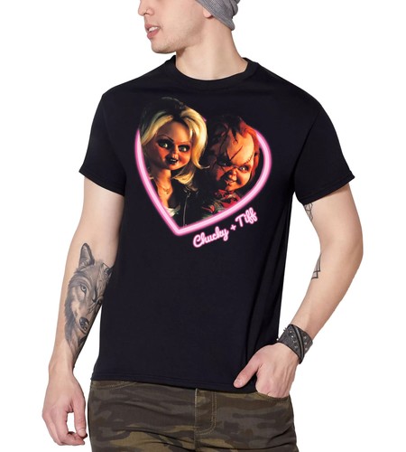 Child's Play Chucky & Tiffany Heart Unisex Tee, Black - Picture 2 of 3