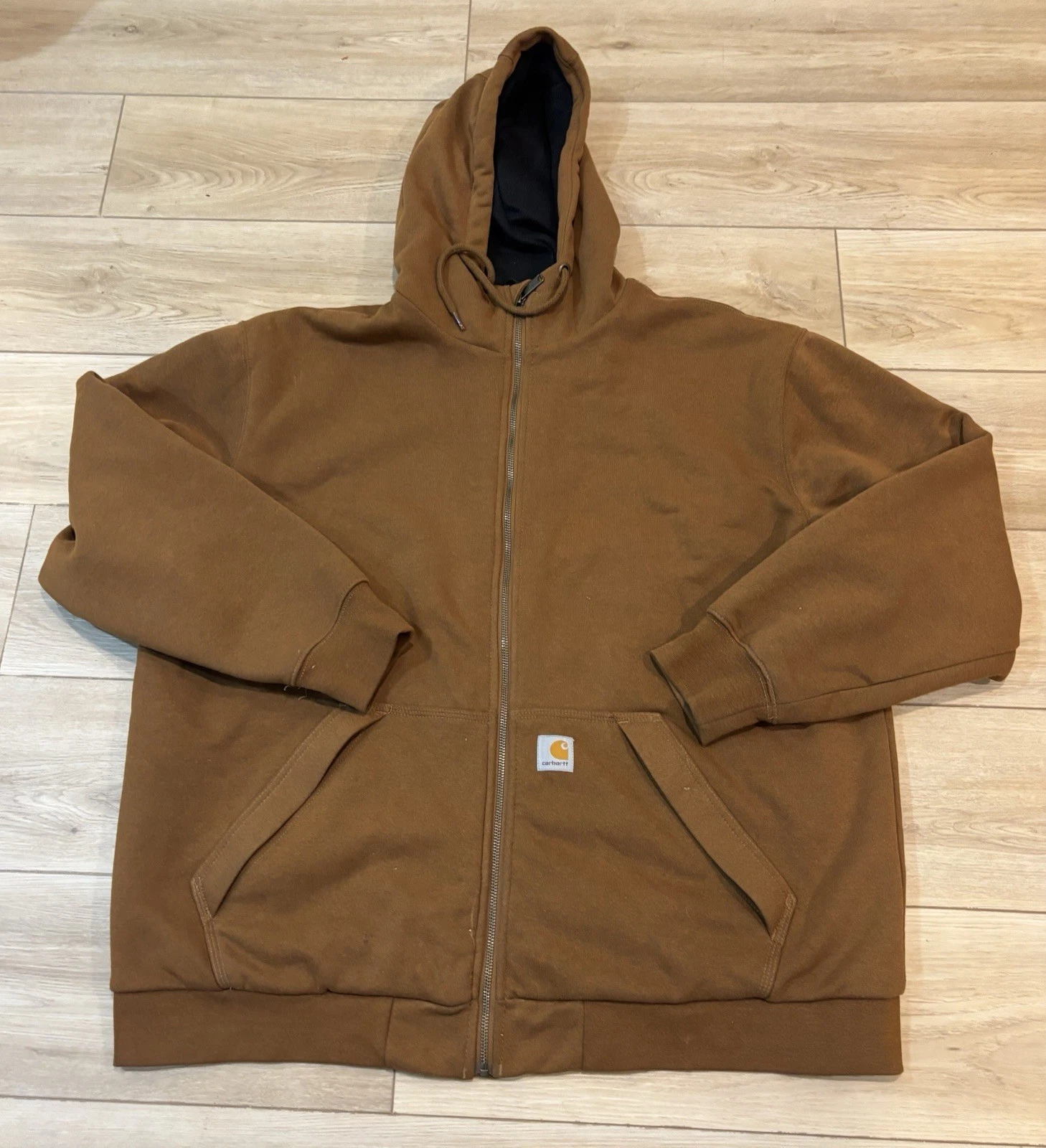 Carhartt Hoodie XL Walnut Rain Defender Full Zip Thermal Lined Sweatshirt 104078