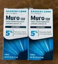 2 Pk Muro 128 Sterile Ophthalmic 5 Sodium Chloride OINTMENT 1/8 Oz. EXP 5/27