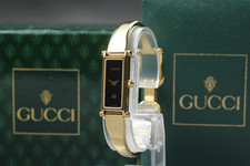 [MINT w/Box] Vintage GUCCI 1500 13mm Gold Dial Rectangle Quartz Women's Watch