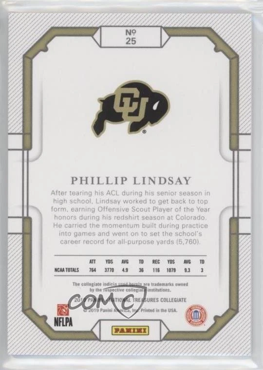 2019 Panini National Treasures Collegiate /99 Phillip Lindsay #25 - Image 2 of 2