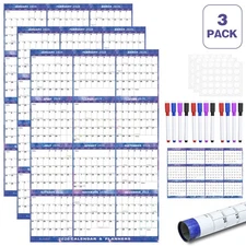 3pcs 24" x 36" 2026 Wall Calendar Dry Erase - Large Starry Sky Calendar Wet &...