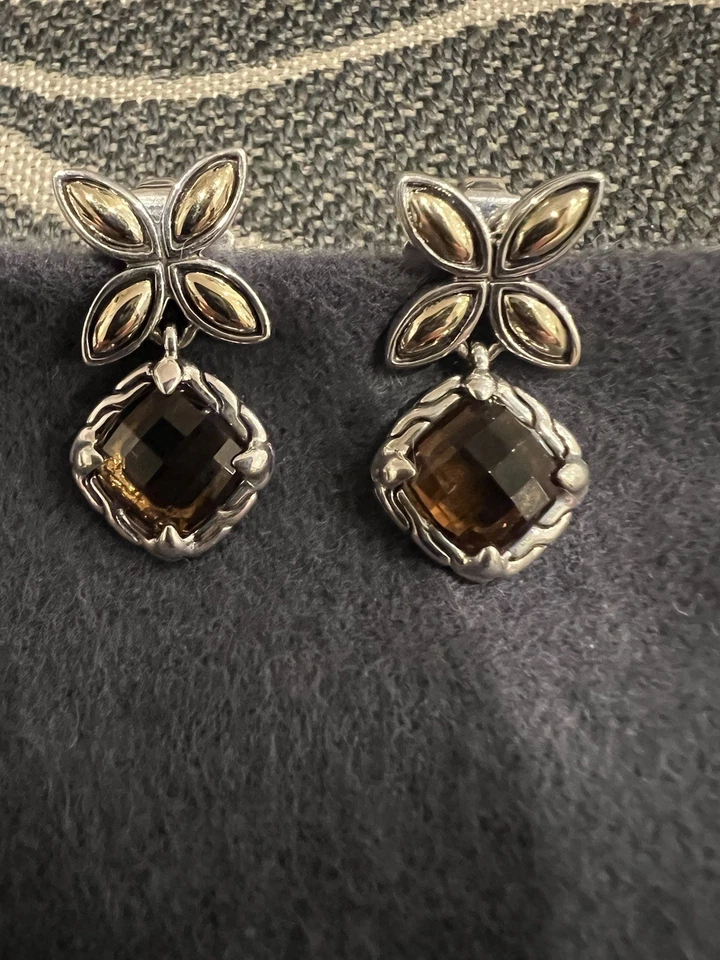 Pendientes de citrino de ley de oro de 18 quilates John Hardy Kawung Foto 4 de 4