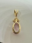 6.7 Carat Pink Kunzite Diamond Pendant Necklace Antique 14K Gold — photo 10
