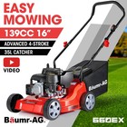 Baumr-AG Lawn Mower 16" Petrol Powered Hand Push Engine Lawnmower Catch 4 Stroke