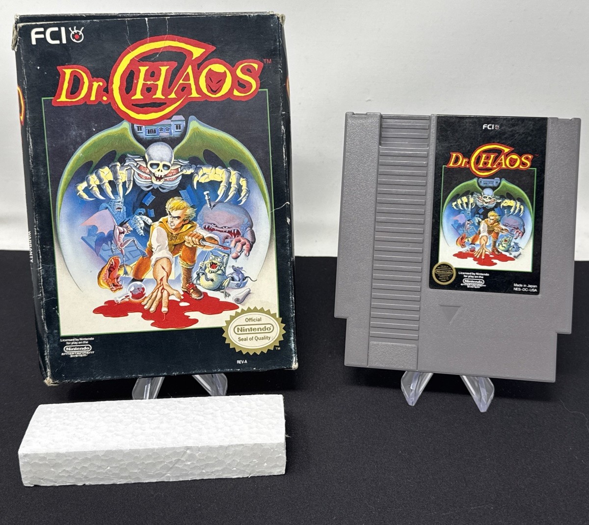 Nintendo NES Dr. Chaos Hell's Gate Cartridge & Box w Styrofoam