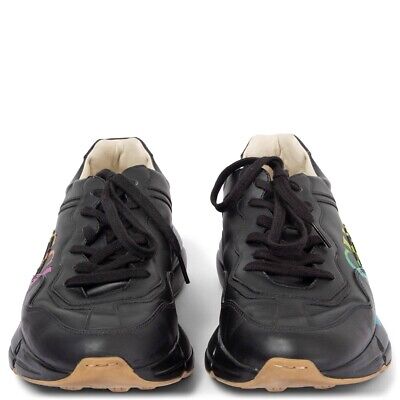 67360 auth GUCCI black leather RYHTON RAINBOW LOGO Sneakers 67360 auth GUCCI black leather RYHTON RAINBOW LOGO Sneakers