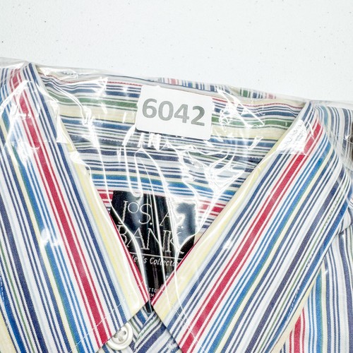 Jos A Bank Shirt Men Large Red Green Stripe Travelers Business Casual Preppy - Picture 11 of 11