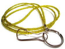 Yellow Seed Bead ID Lanyard, SELECT YOUR SIZE, Work School ID Holder Lanyard