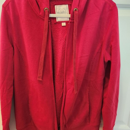 Merona Women's size Small Full Zip Red Hoodie with Front Pockets - Picture 5 of 9
