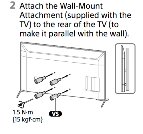 Adaptador de montaje en pared espaciador Sony TV Vesa KD XR 55 65 75 77 85 X80K X90K X80L X90L Foto 2 de 4