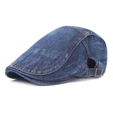 Unisex Denim Newsboy Hats Flat Ivy Gatsby Cabbie Driving Berets Hat Cotton Da...