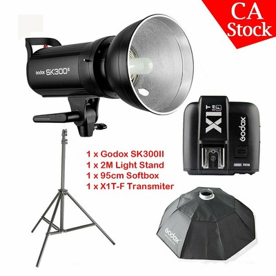 US Godox SK300II 300W 2.4G Flash Strobe+X1T-F for Fuji+95cm softbox+ Light stand