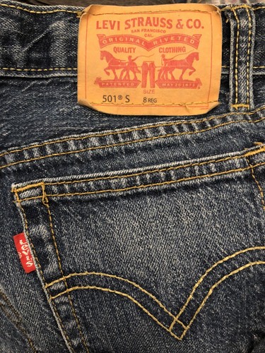 Levi's 501 S Skinny Jeans Size 8 Regular Blue Button Fly Original Vintage Look