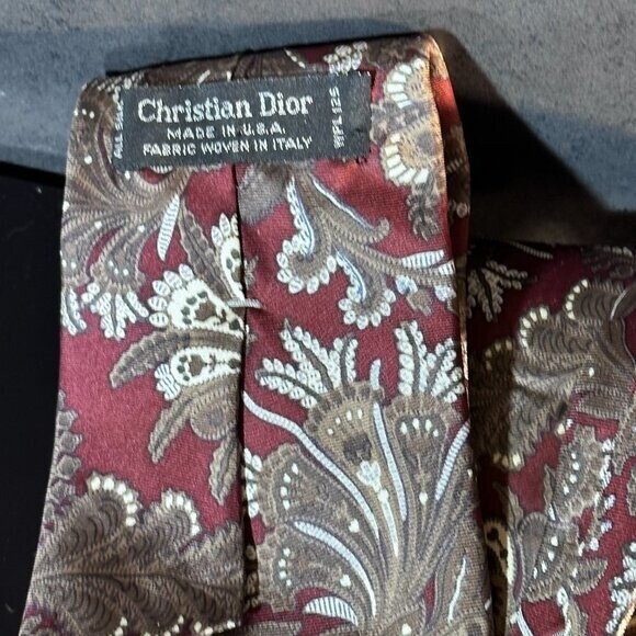 Dior Mid Century Modern Ties Neckwear Tie 100% All Silk Brown Baroque Paisley thumbnail 12