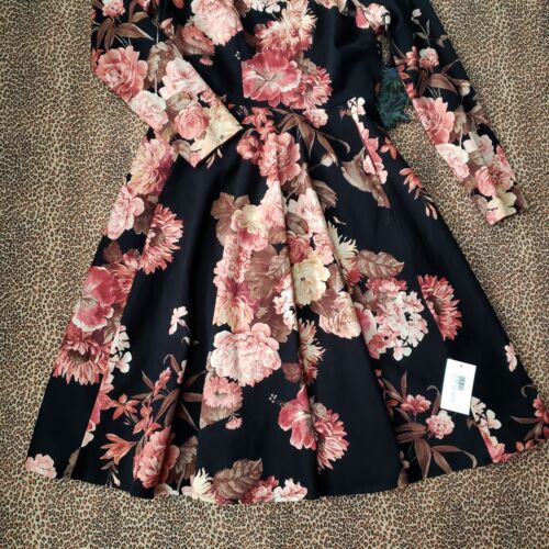 Lena Hoschek Black Floral Stretch Cotton Midi Dress L NWTs - Picture 17 of 23