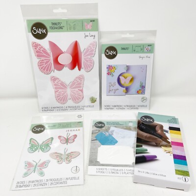 Sizzix Thinlits BUTTERFLY Theme Die Cuts Bundle & Oil Pastels Card Making