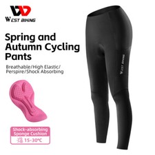 WEST BIKING Cycling Tights Breathable Padded Trousers Riding Pants Pocket Black