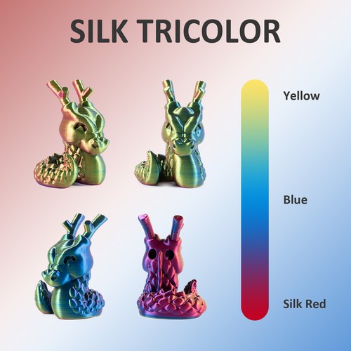 Filament 3D GEEETECH Silky PLA 1,75 mm 1 kg soie rouge et jaune et bleu 3 dégradés couleur FR - Photo 3/7