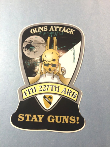 US Military Decal / Sticker -1st Cav. Div. 4th 227th ARB "Stay Guns!" (5" x 3-1/