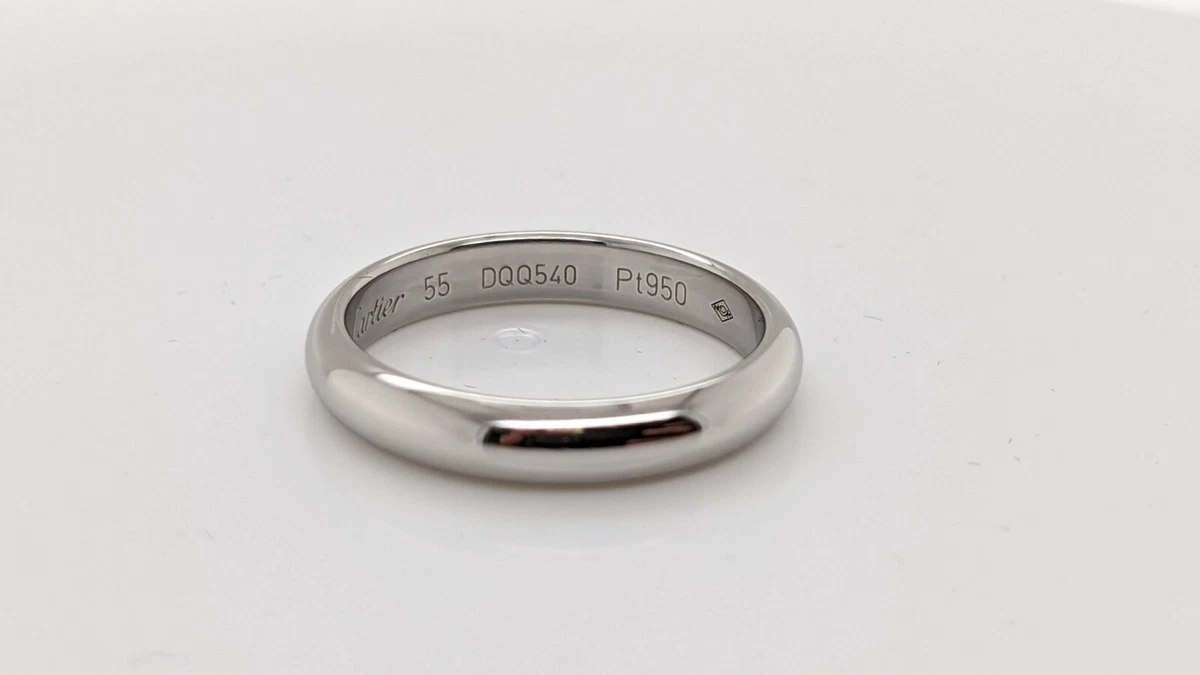 Cartier 1895 Platinum Wedding Band Ring Size 55 US Size 7.25 3.5mm Wide