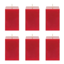Mega Candles - Unscented 2"x 3" Hand Poured SQR Premium Pillar Candle Red 6PCS