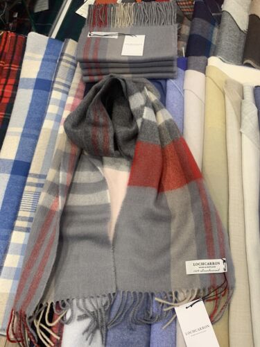 100% Lambswool tartan Scarf by Lochcarron | Grey Check | Made in Scotland - Picture 1 of 8