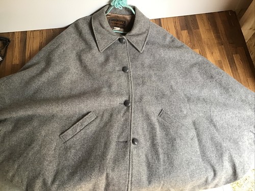 C.C. Filson Eddie Bauer Womens Vintage Cape Sz M Virgin Wool Gray - Picture 5 of 8