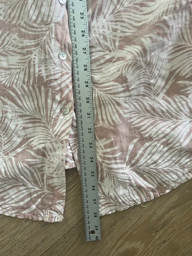 Linen Shirt dress LS W/ Roll Up Sleeve / Pockets. Tropical Palm Tree Pattern. L? - Picture 7 of 11