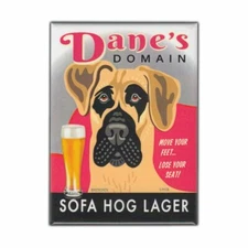 Retro Pets Magnet, Dane's Domain Stout, Great Dane Dog (Fawn, Tan), 2.5" x 3.5"