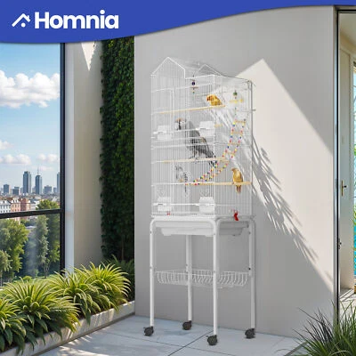 HOMNIA 62" Tall Standing Bird Cage Large for Finch Cage Pigeon Cockatiel Metal FREE TOY