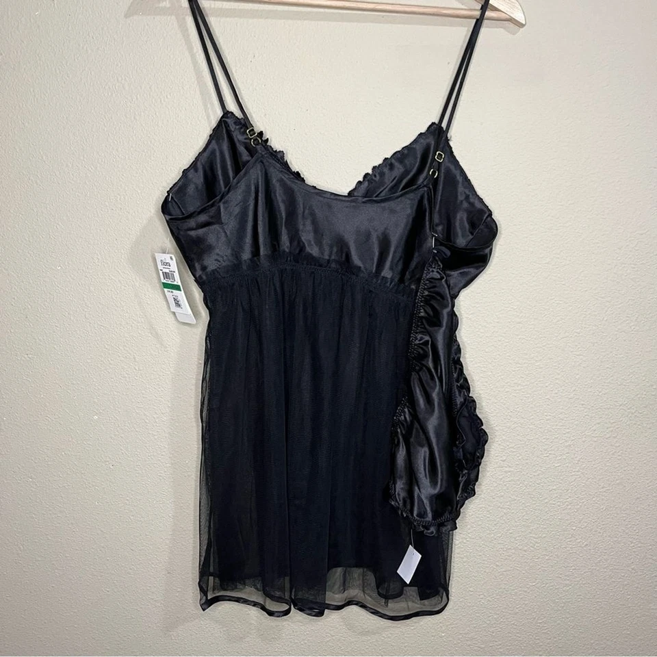 NWT Flora size large black sheer babydoll W/ underwear attached - Image 2 of 4