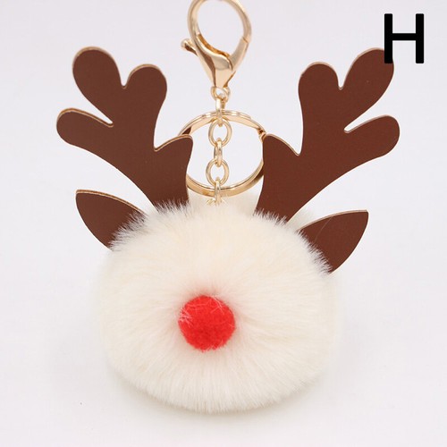 Unisex Pom Pom Esponjoso Llavero Felpa Imitación Piel Alce Llavero Bolso Colgante Navidad - Imagen 20 de 37