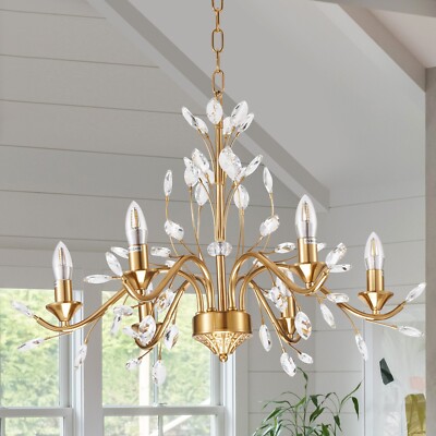 27.5'' Vintage Firefly Chandelier 6 - Light Dimmable with Crystal Accent