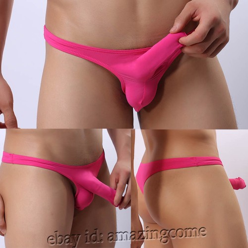 Sports Men Long Bulge Pouch T-back Underwear Male Smooth & Elastic Thong Pants - Picture 6 of 13
