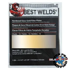 Best Welds 932-458-12, Glass 4.5" x 5.25" Shade 12 Gold Filter Plate, Pack of...