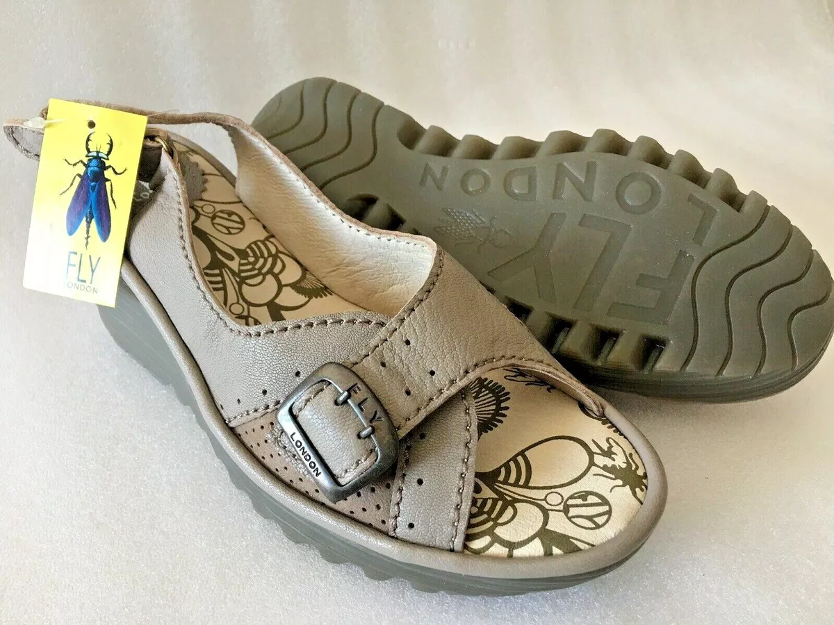 FLY London YAGA Sandals Wedge Platform Heel Peep Toe Slingback