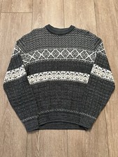 Vintage 90s Patterned Sweater Size Medium Gray White