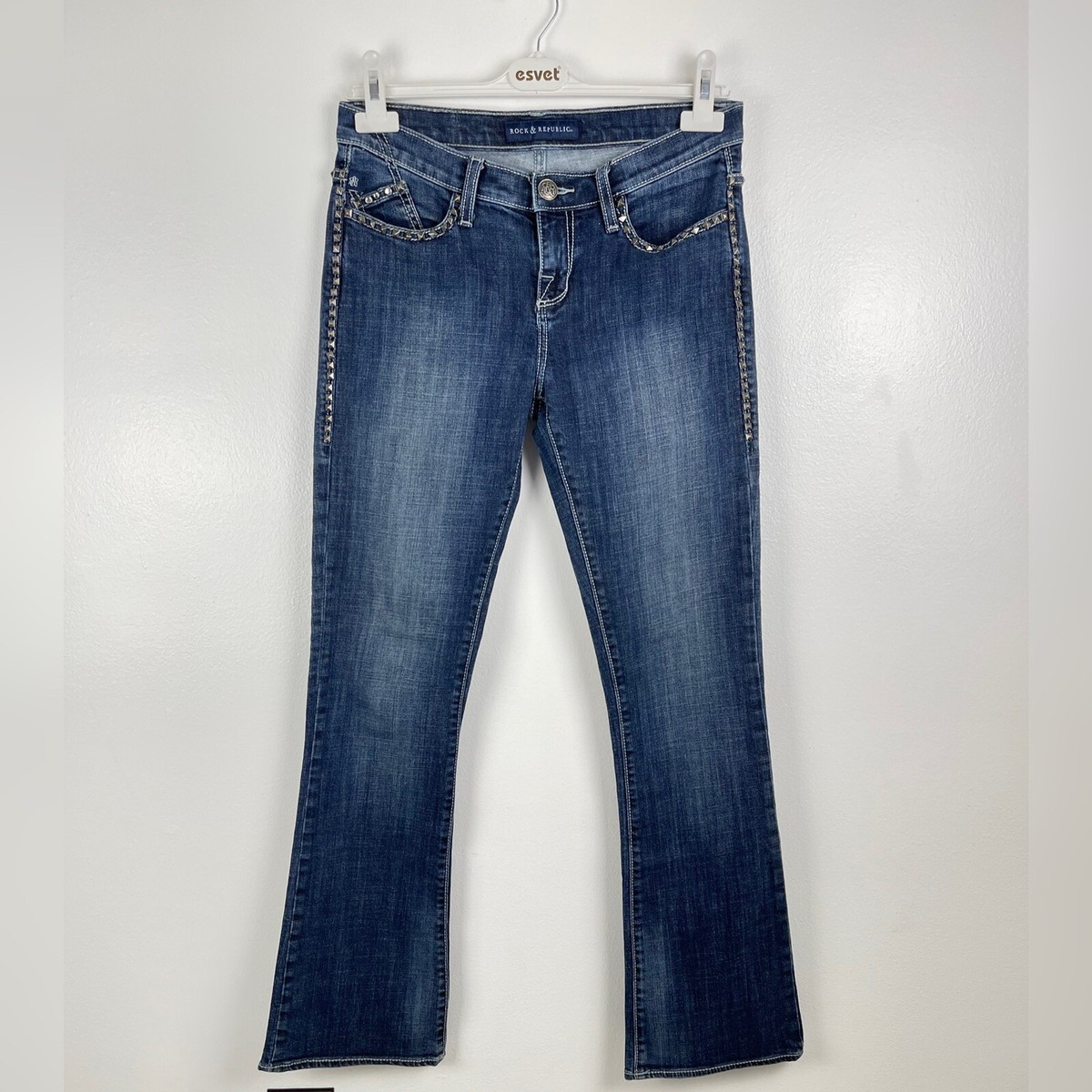 ◆ROCKCAKE◆ Studded Line Point Jeans Blue Jack David/Sweet Look Jean Classic Rhinestone Studded Denim