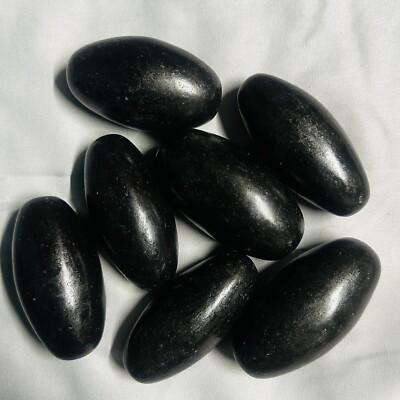 3  Black Shiva Lingam stone from India - Narmada River - Palm Shivalingam - 1 pc