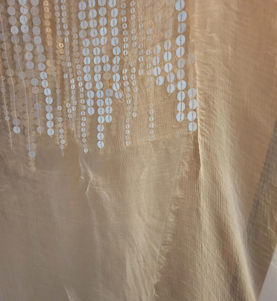 Bufanda italiana vintage Saldarini 1882 lentejuelas melocotón elegante fluida 88" X 20" Foto 4 de 4