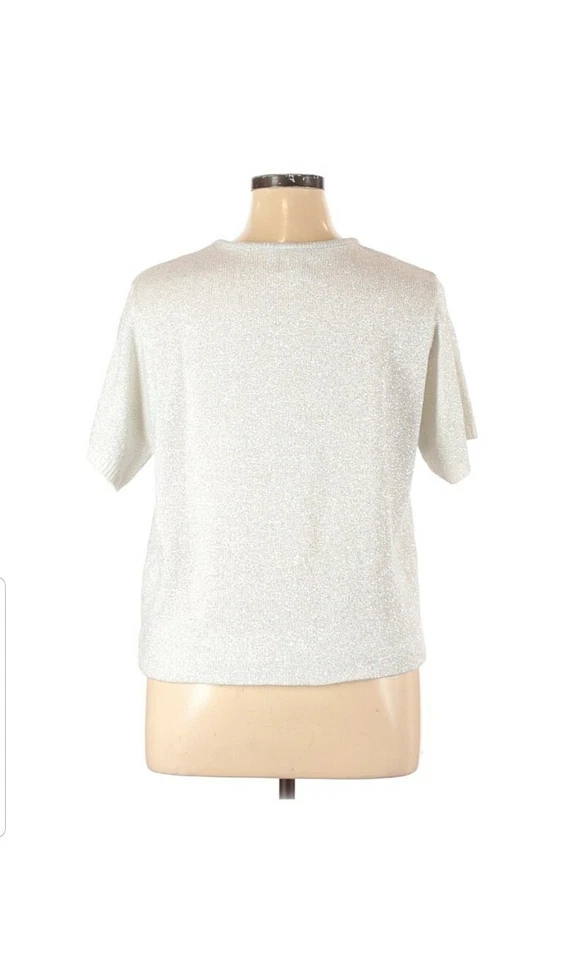 Nut Cracker white & silver sparkled short sleeve pullover Sweater Size 1X (plus - Image 2 of 2