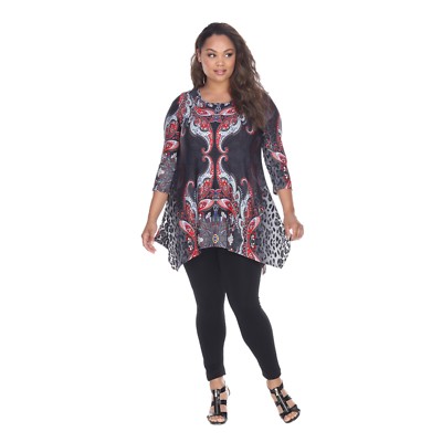 White Mark Women's Psychedelic Animal Floral Printed Tunic Top with Scoop Neck